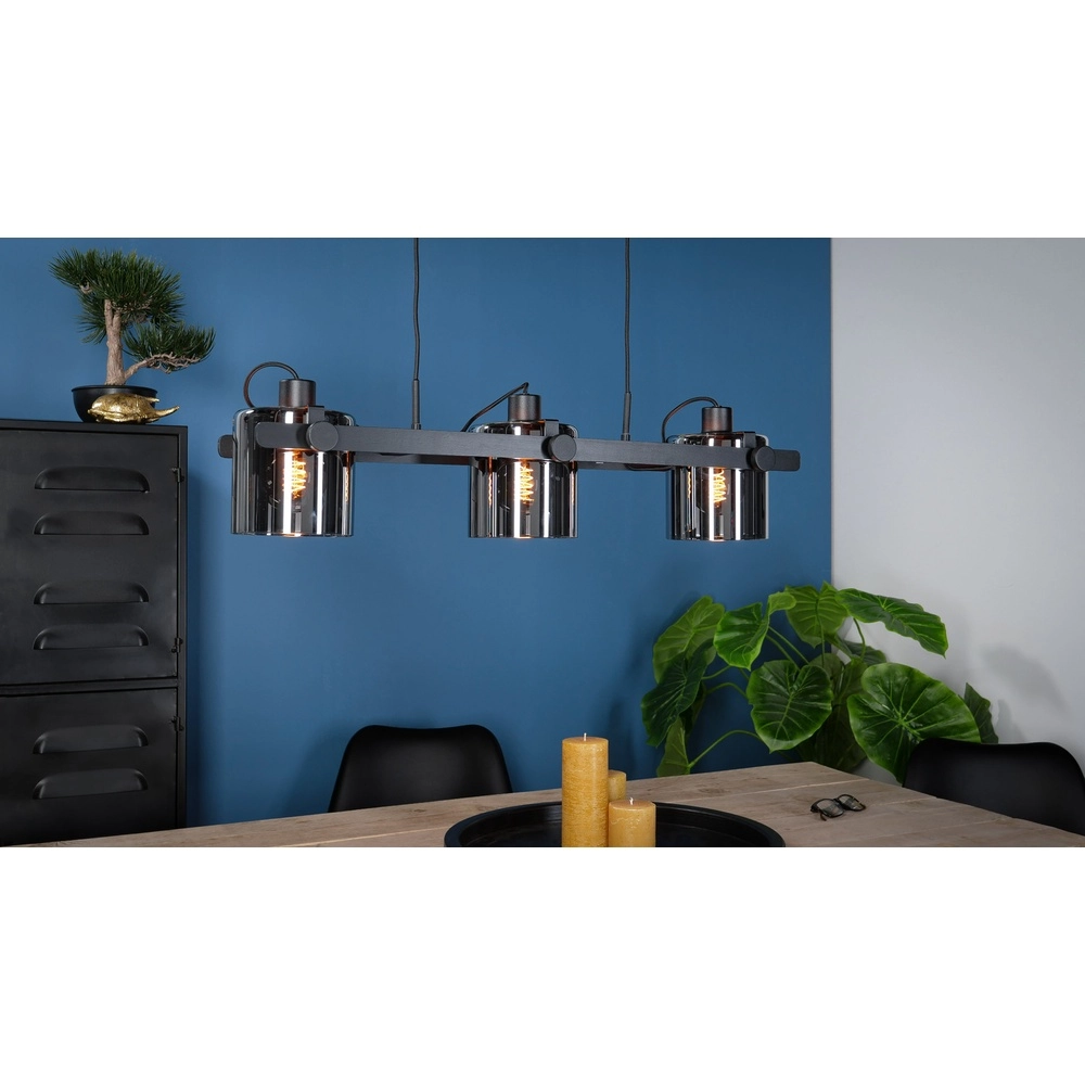 3L-Pendelleuchte Hornwood 2 Schwarz mit Rauchglas Eglo 9002759436063
