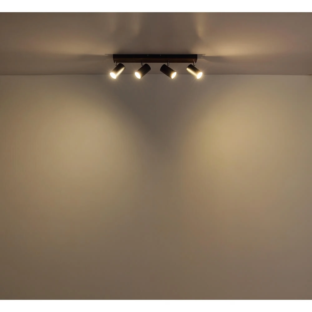 Deckenlampe Kayden 4-flammig schwarz mit Holz Globo 9007371533442
