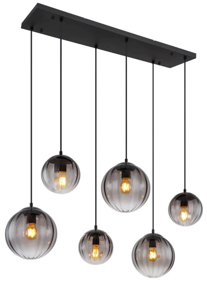 Hängelampe mit 6 Leuchten Dallerta Rauchglas