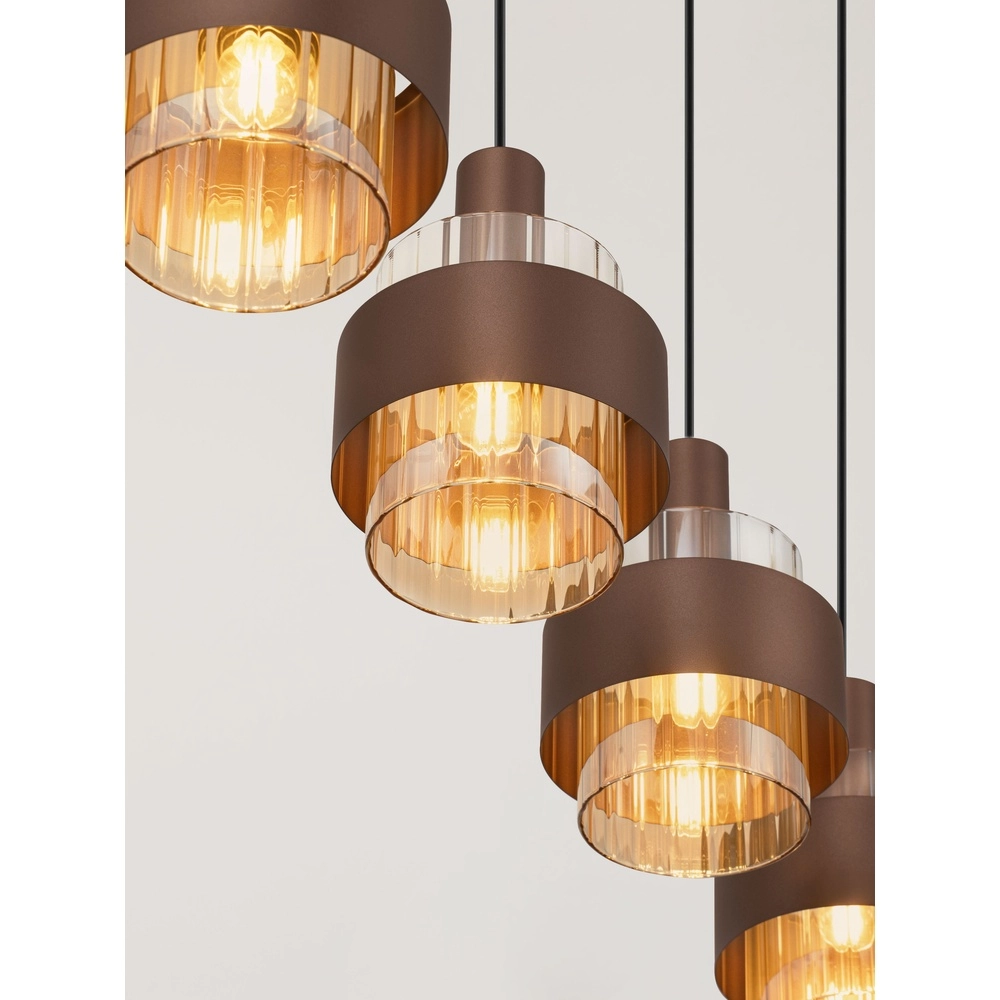 Moderne Pendellampe Serena 4-helles Kaffeebraun Lyora 5212063501157