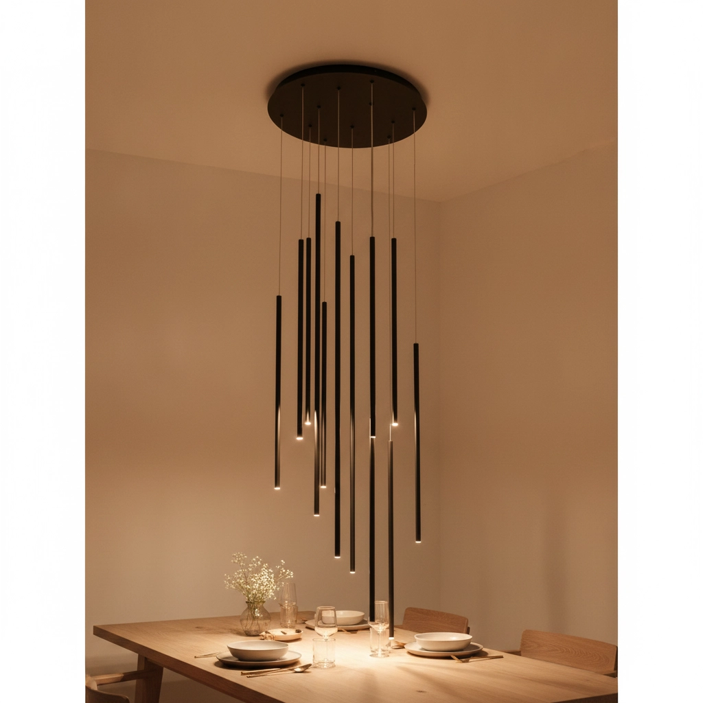 Design-Pendelleuchte Elettra 12-flammig schwarz