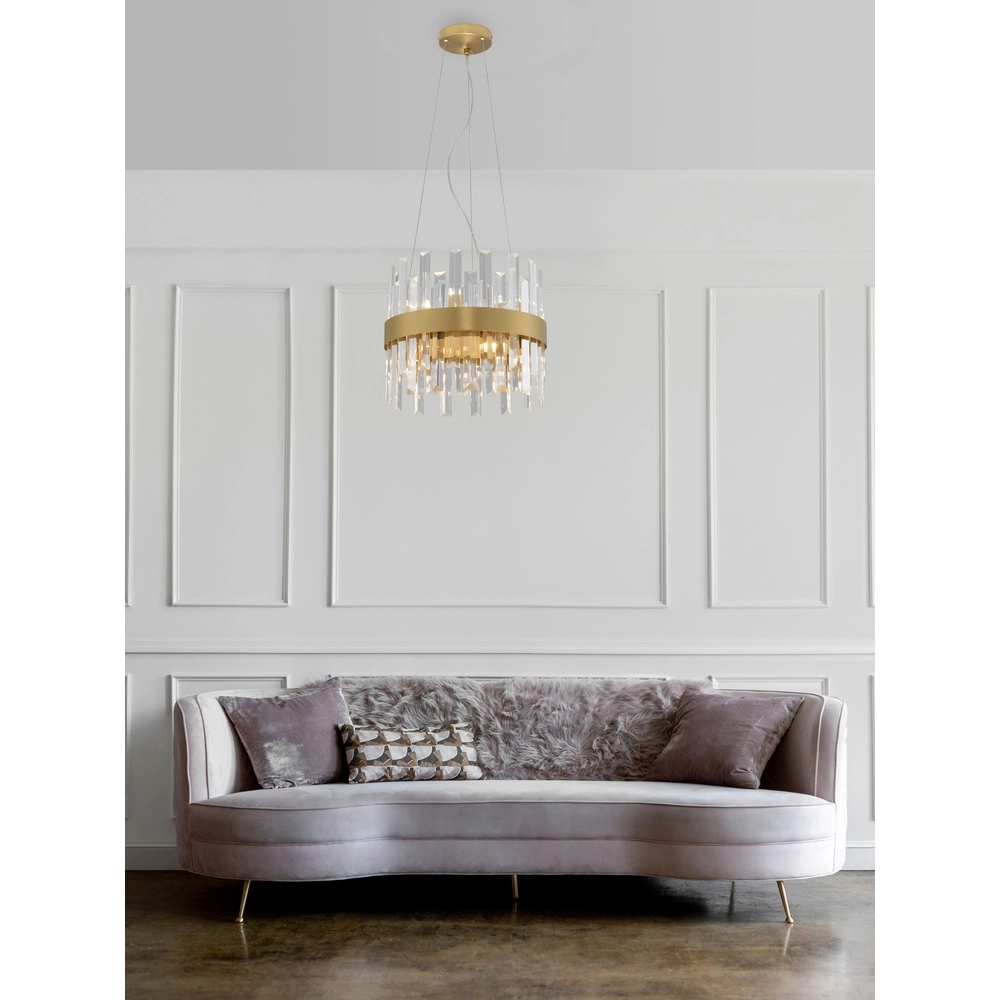 Goldene Pendellampe Crown Ø 35cm