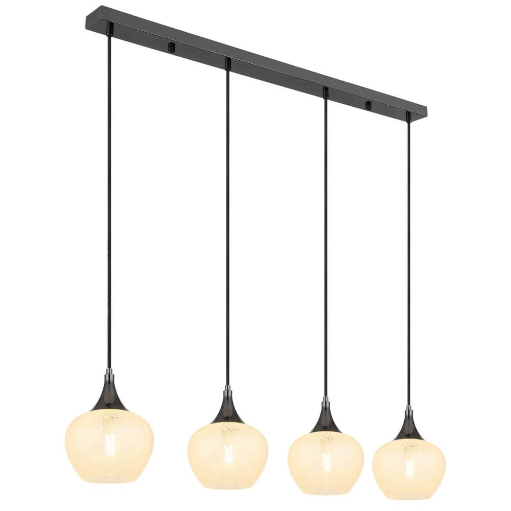 Anthrazit Pendelleuchte Maxy mit weißem Glas 4-flammig