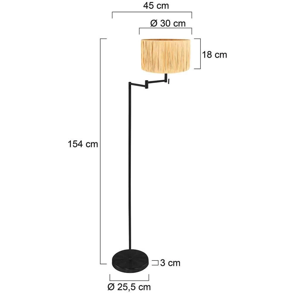 Stehlampe Bella schwarz mit Strohschirm Steinhauer 8712746174595