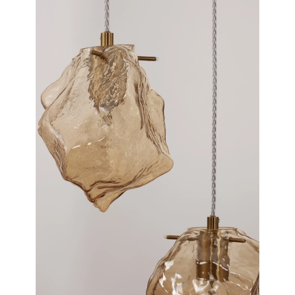 Pendelleuchte Odelle 5-flammiges Gold mit Braunglas Lyora 5212017434401