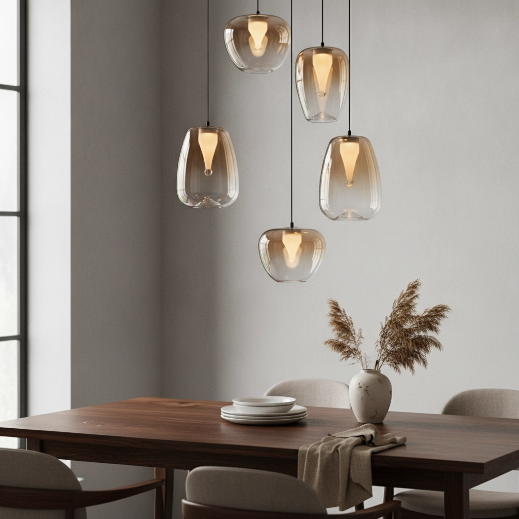 Design-Pendelleuchte Oblo 5-flammiges Braunglas