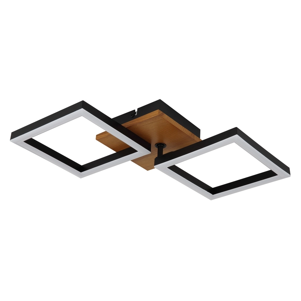 Design-Deckenlampe Kerry Schwarz mit Holzoptik Globo 9007371440221