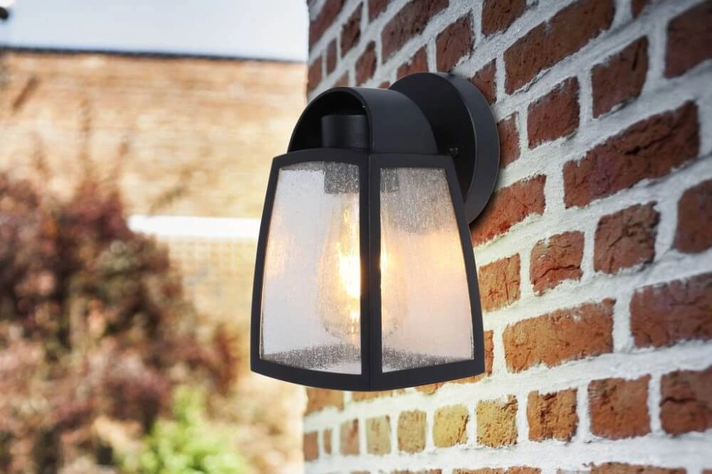 Wandlampe Kelsey schwarz mit Glasstruktur Lutec 6939412047607