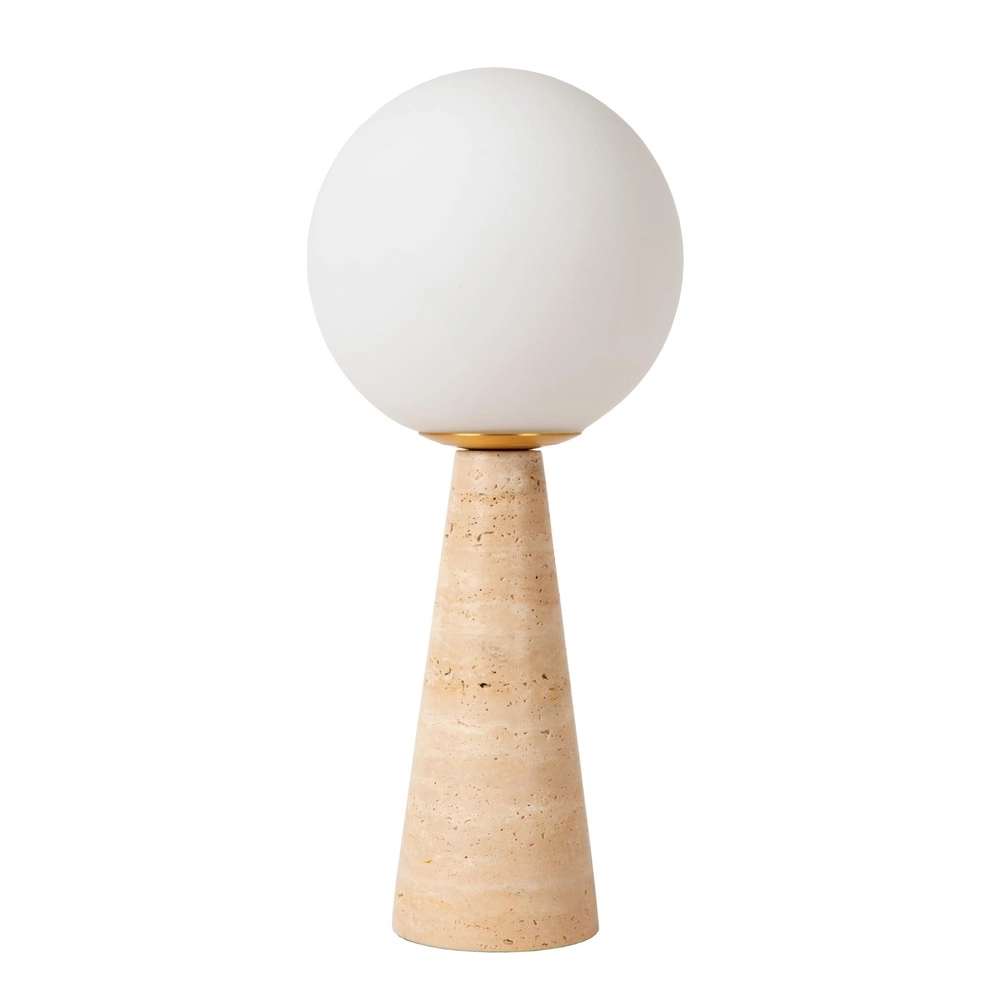 Tischlampe Evin Sandbraun mit Opal