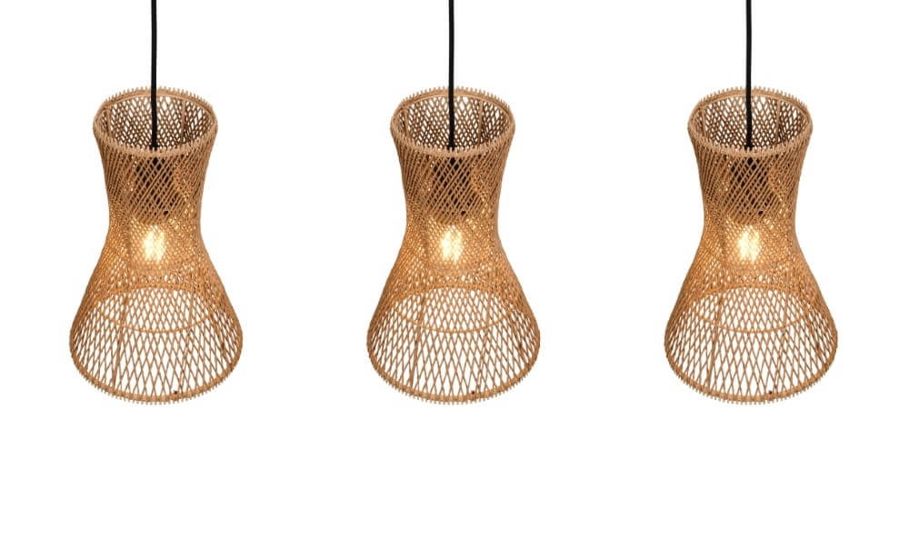 3-flammige Pendelleuchte Bijou schwarz mit Rattan Trio 4017807637298