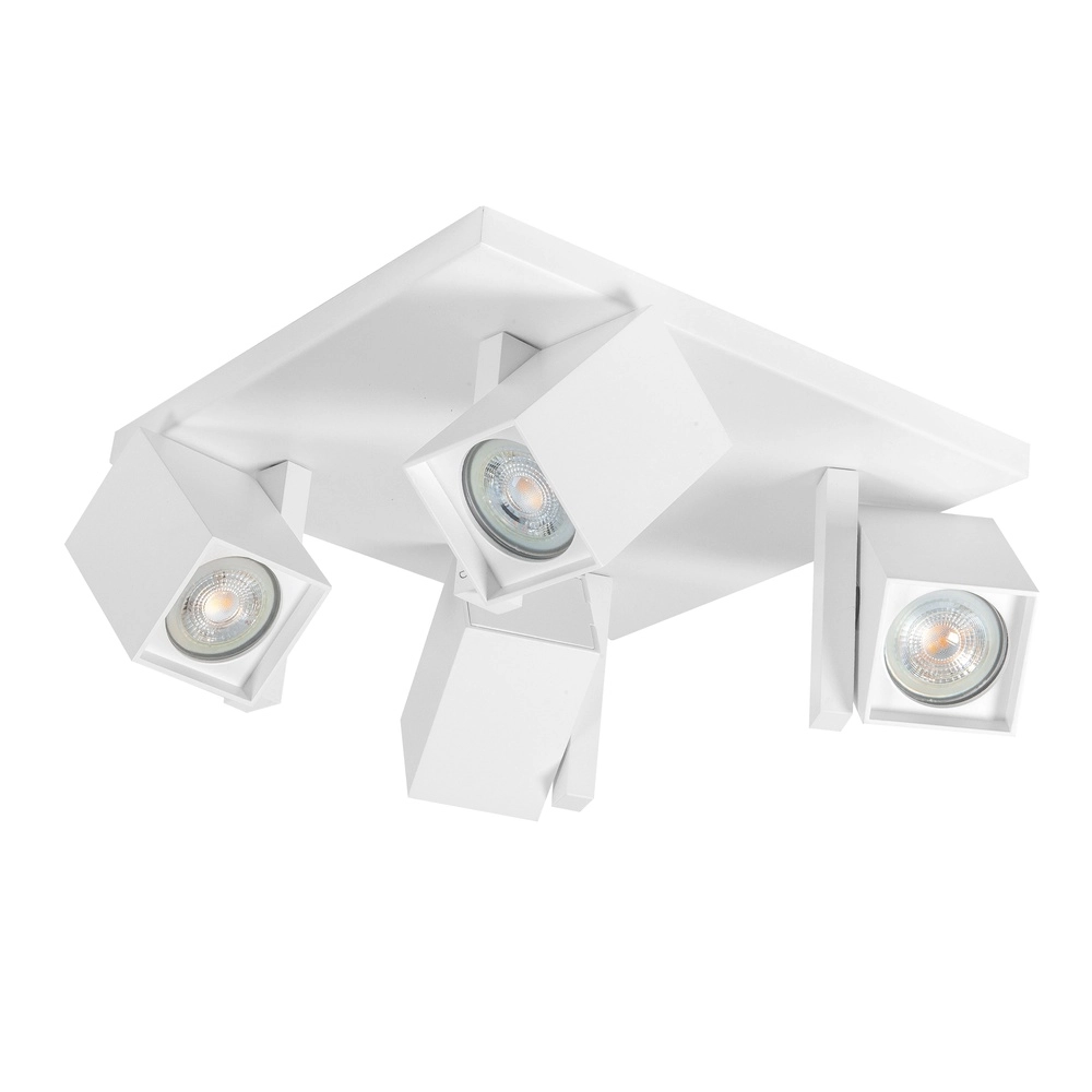 Quadratischer Aufputz-Spot Oslo Weiß 4-flammig Highlight 8718379044878
