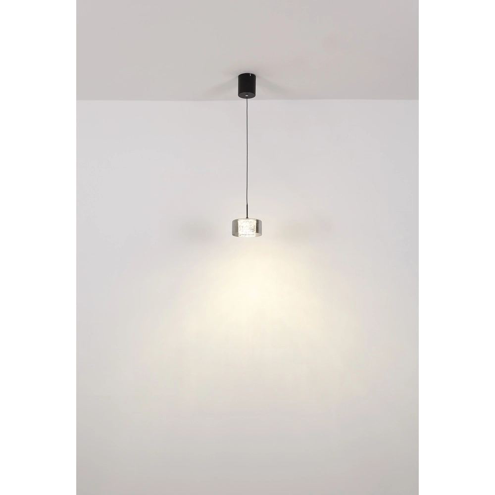 Design-Pendellampe Fogsy Einzelne schwarze mit Rauchglas Globo 9007371450381