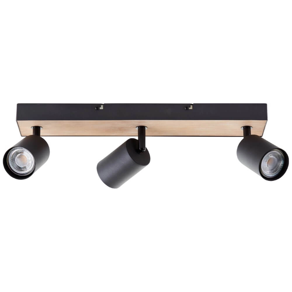 3-flammige Lampe Jello Wood schwarz mit Holz Brilliant 4004353428395