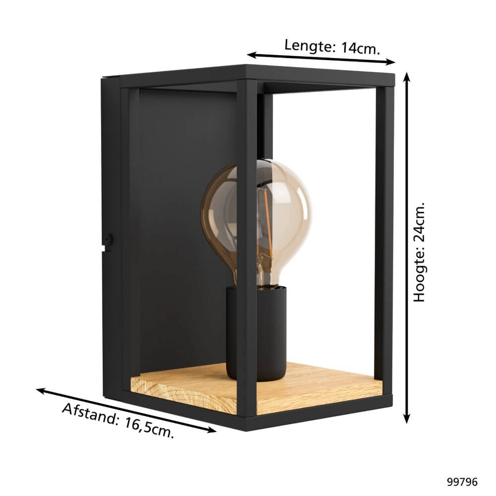 Wandlampe Libertad schwarz mit Holz Eglo 9002759997960
