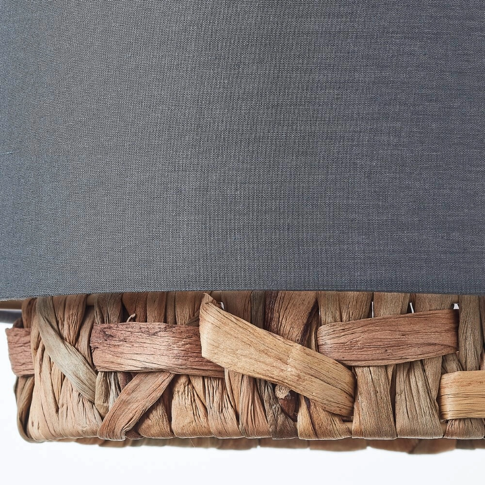 Hängelampe für das Esszimmer Waterlilly Rattan mit grauem Stoff Brilliant 4004353411885
