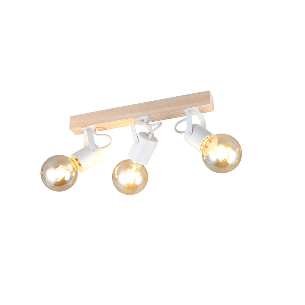 Deckenlampe 3-Leuchten Lynar Weiß mit Holz Trio 4017807672015