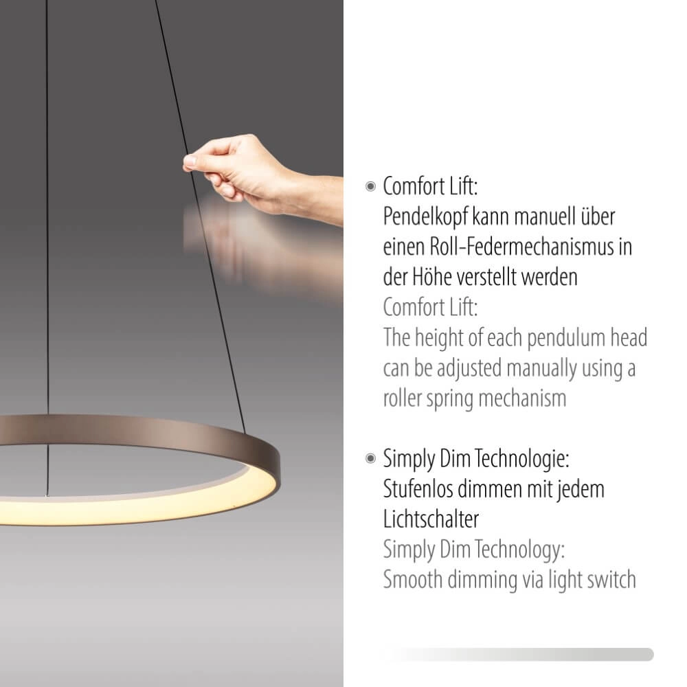 Runde Hängelampe Hoop braun Paul Neuhaus 4012248384701