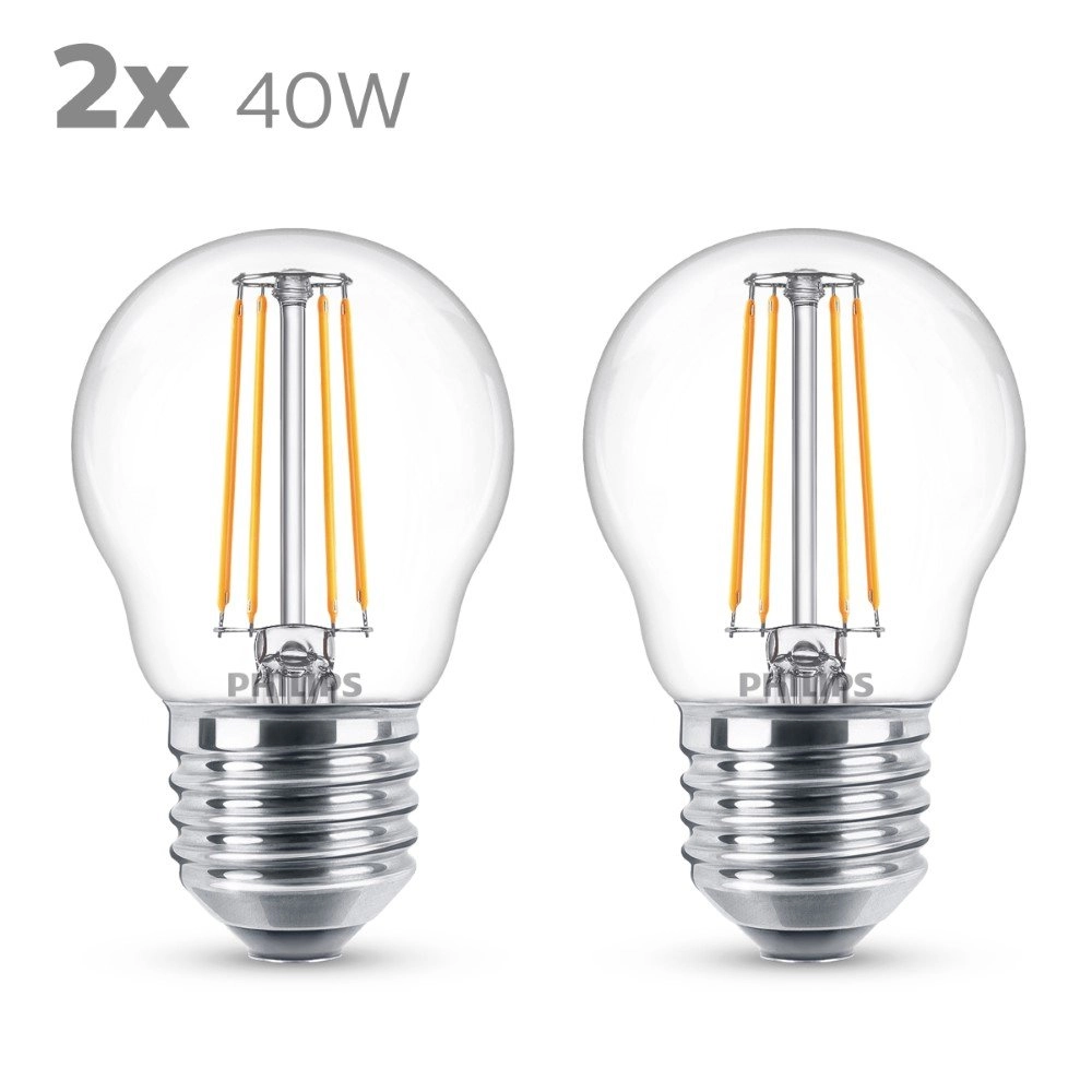 Lichtquellenkugel 4,3W - E27 - 2700K - 470 lumen 2er-Set Philips 8718699763893