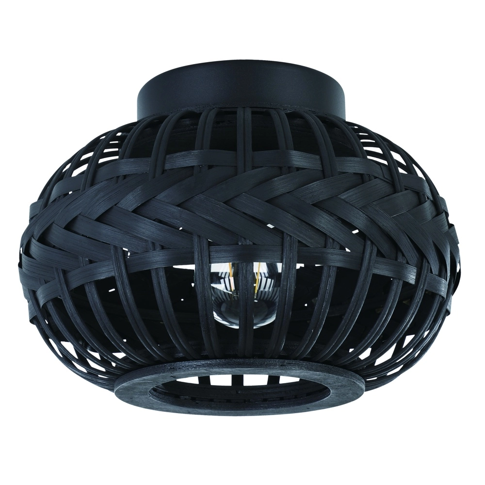 Schwarze Deckenlampe Towcester Ø 26cm – Holz