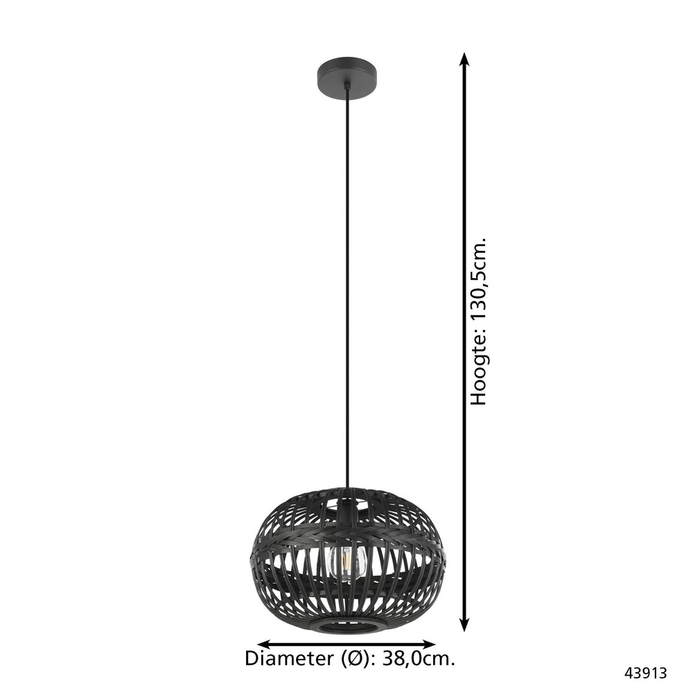 Schwarze Pendellampe Towcester Ø 38cm – Holz Eglo 9002759439132