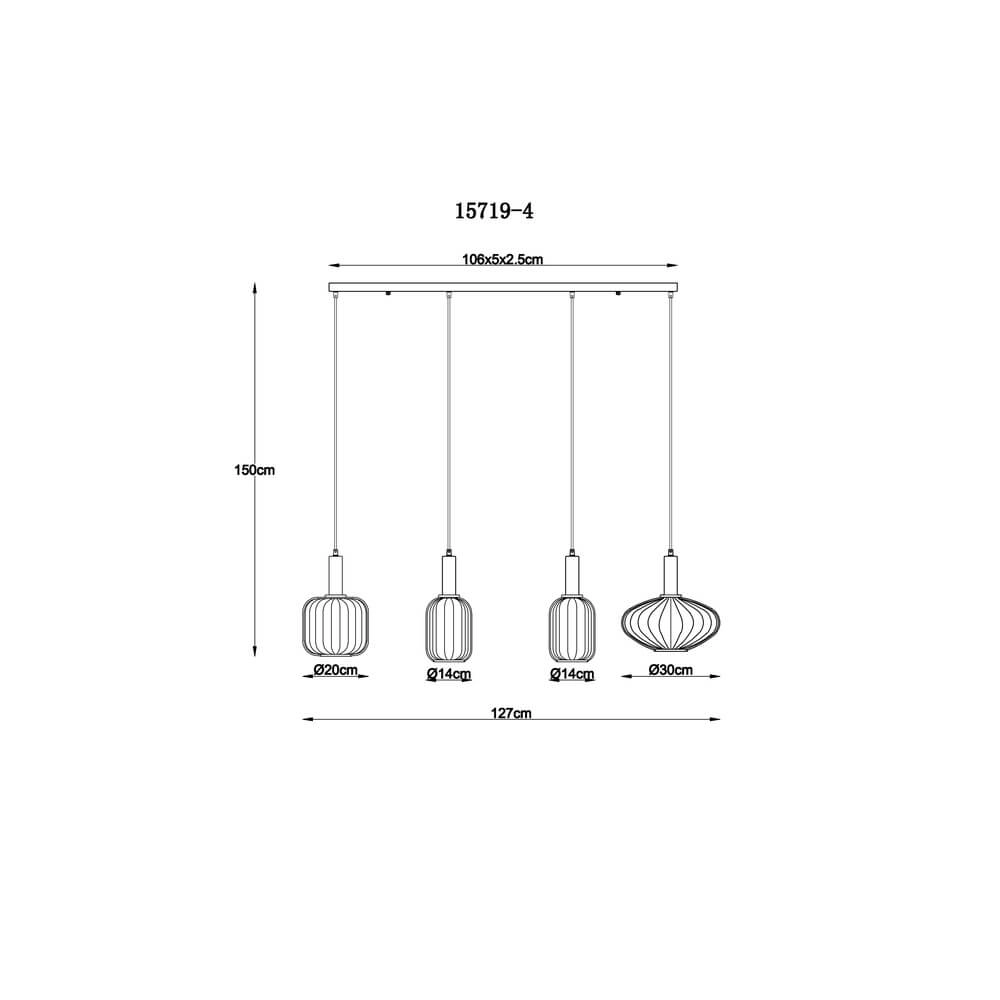 Pendelleuchte Valletta mit farbigem Glas 4-flammig Globo 9007371452866