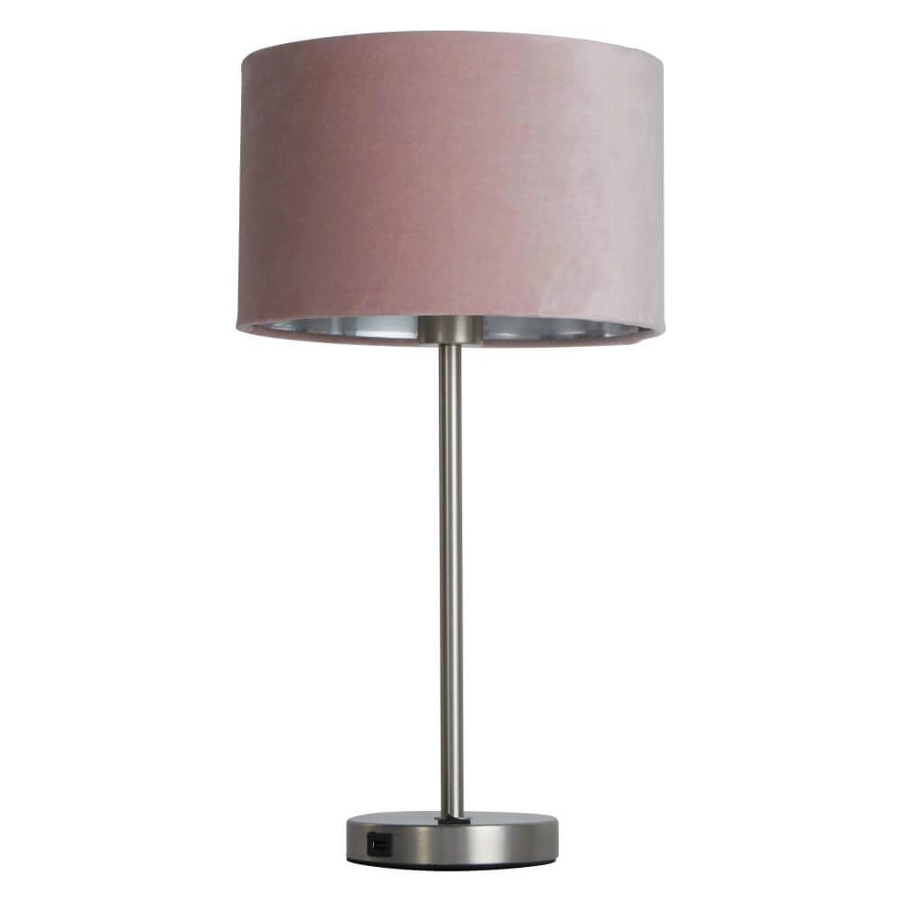 Schöne Tischlampe Finn Gold mit Rosa Searchlight 5053423257228