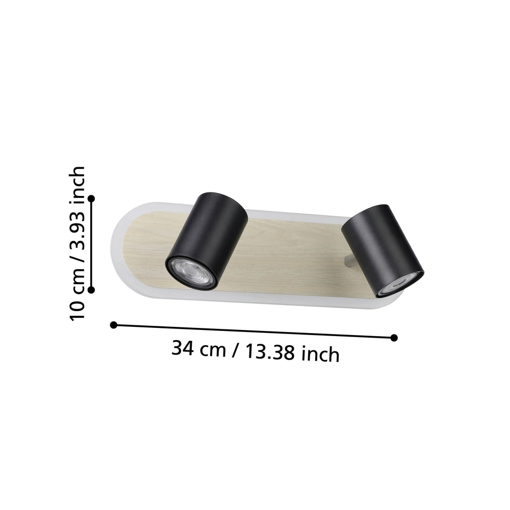 LED-Deckenspot Rimbocchi 2L – schwarz – Holzoptik Eglo 9008606316526
