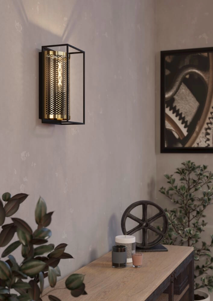 Ländliche Wandlampe Nohales schwarz mit gold Eglo 9002759437893