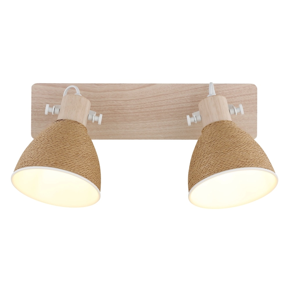 Deckenlampe Lyndon 2-hell weiß mit Rattan Globo 9007371583744