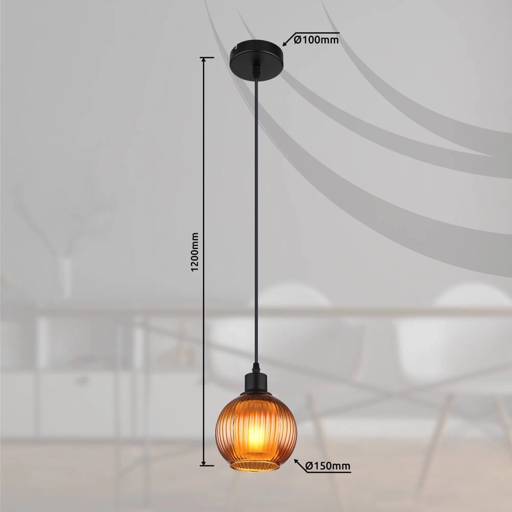 Pendelleuchte Zumba orangefarbenes Glas Ø 15cm Globo 9007371455812