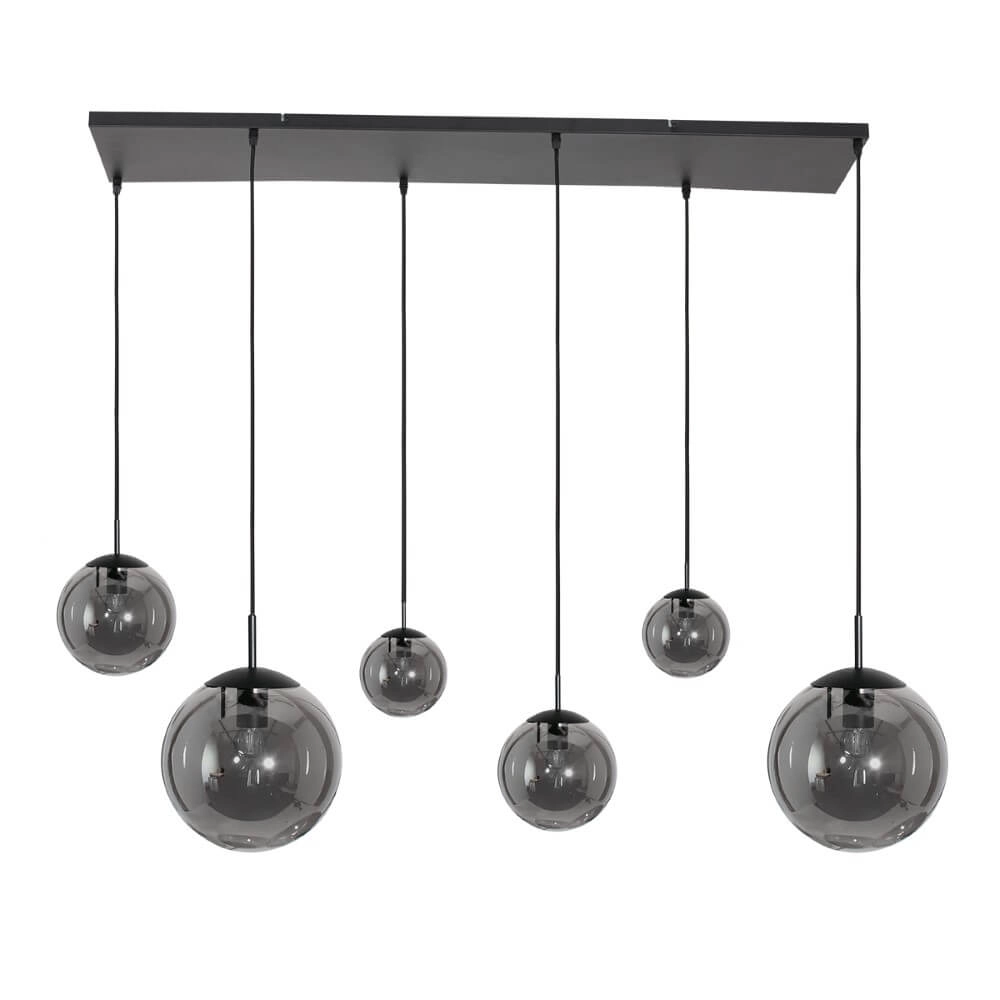 6-flammige Hängelampe aus Glas Bolique schwarz mit Rauchglas Steinhauer 8712746166422