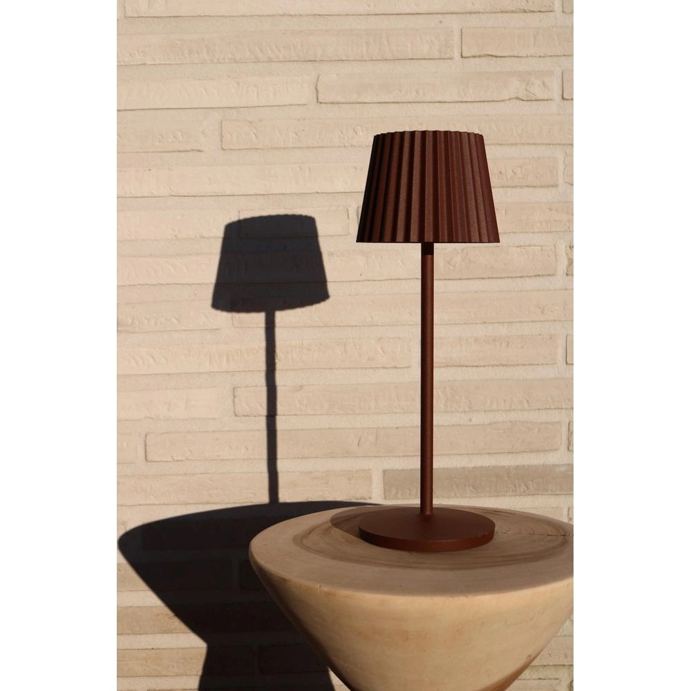 Wiederaufladbare Tischlampe Justine Rostbraun mit Ladestation Lucide 5411212272195