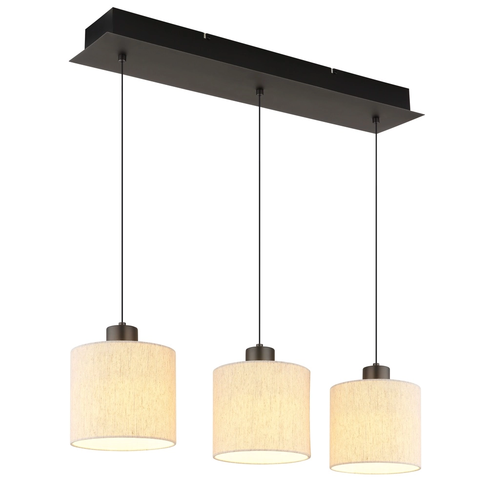 Gunmetal-Pendellampe Thea 3-Licht-Geraden