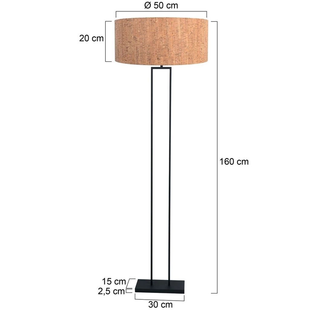 Schwarze Stehlampe Stang mit Korkkappe Ø50 cm Steinhauer 8712746180411