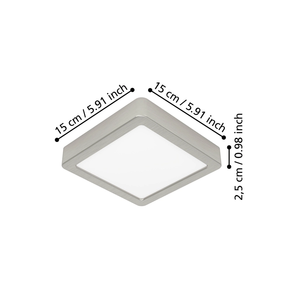 LED-Deckenlicht Fueva 6 Quadrat – Edelstahl – 15x15 cm Eglo 9008606330263