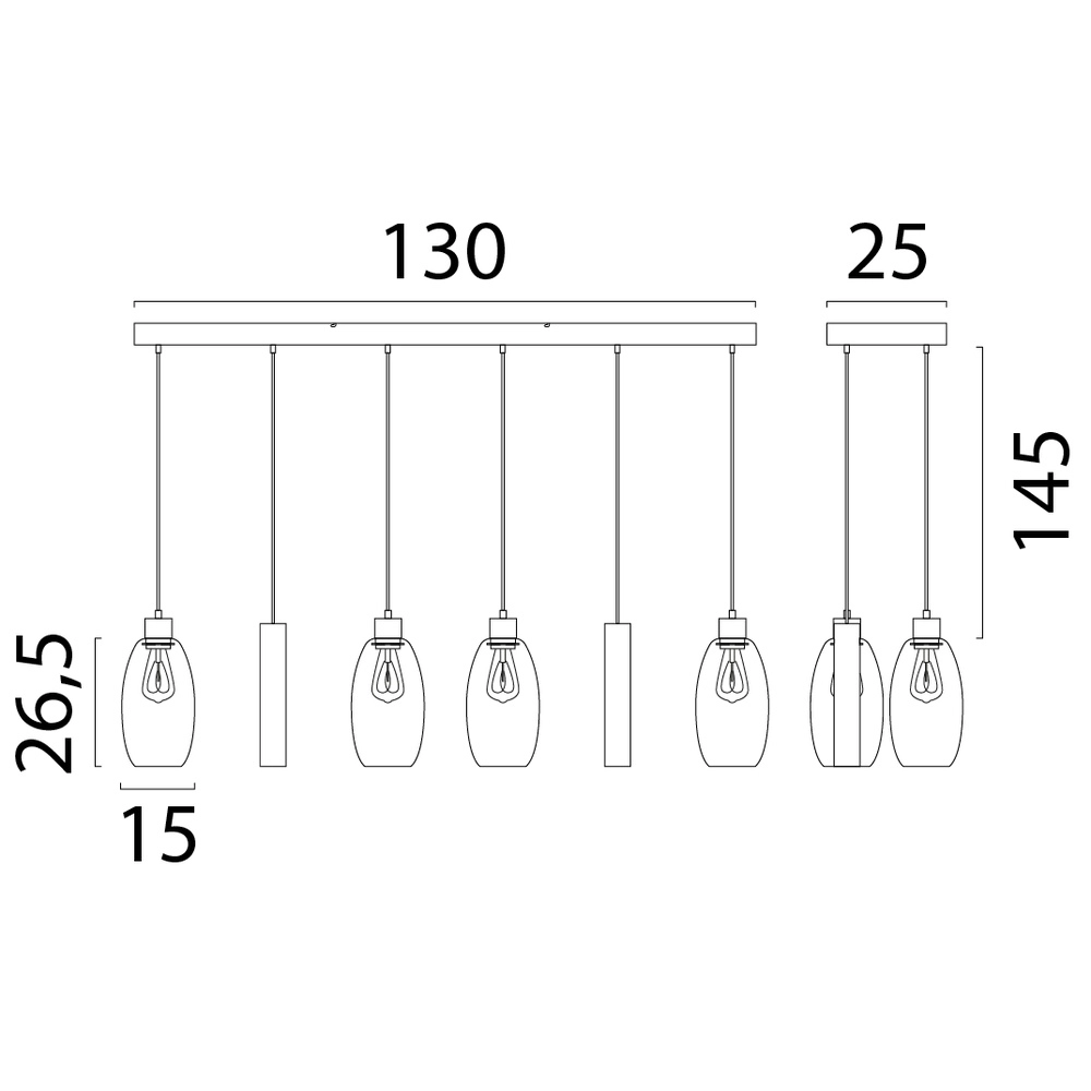 Glas-Pendellampe Olive 4x Ø 15cm – 2x Lauf – Sand Masterlight 8718121393636