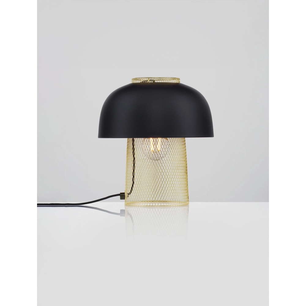 Tischlampe Sqube schwarz mit gold Lyora 5212017454782