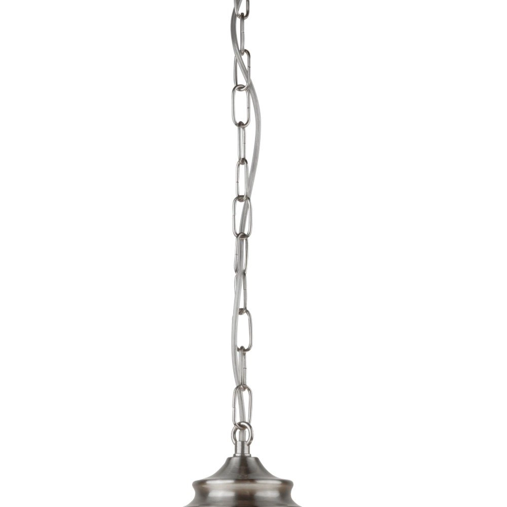 Hängelampe School House Ø 30 cm Matt silber mit weiß Searchlight 5053423137605