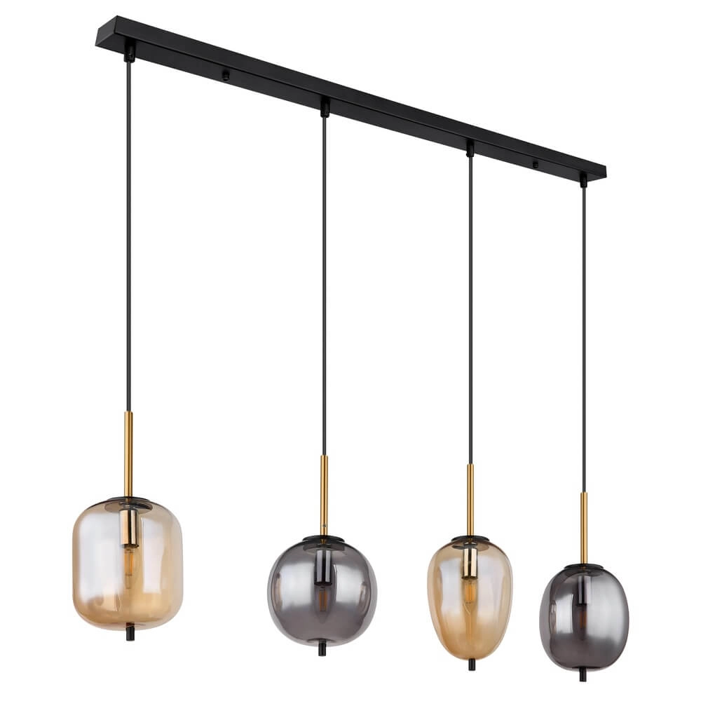 Pendelleuchte Blacky Braun- und Rauchglas 4-flammig Globo 9007371431717