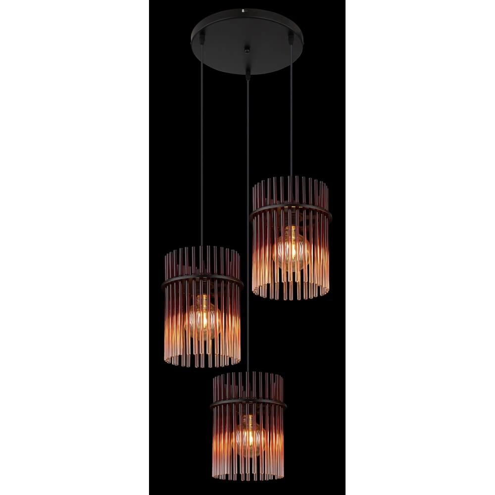 Schwarze Pendelleuchte Gorley mit rotem Glas Ø 47cm Globo 9007371468966