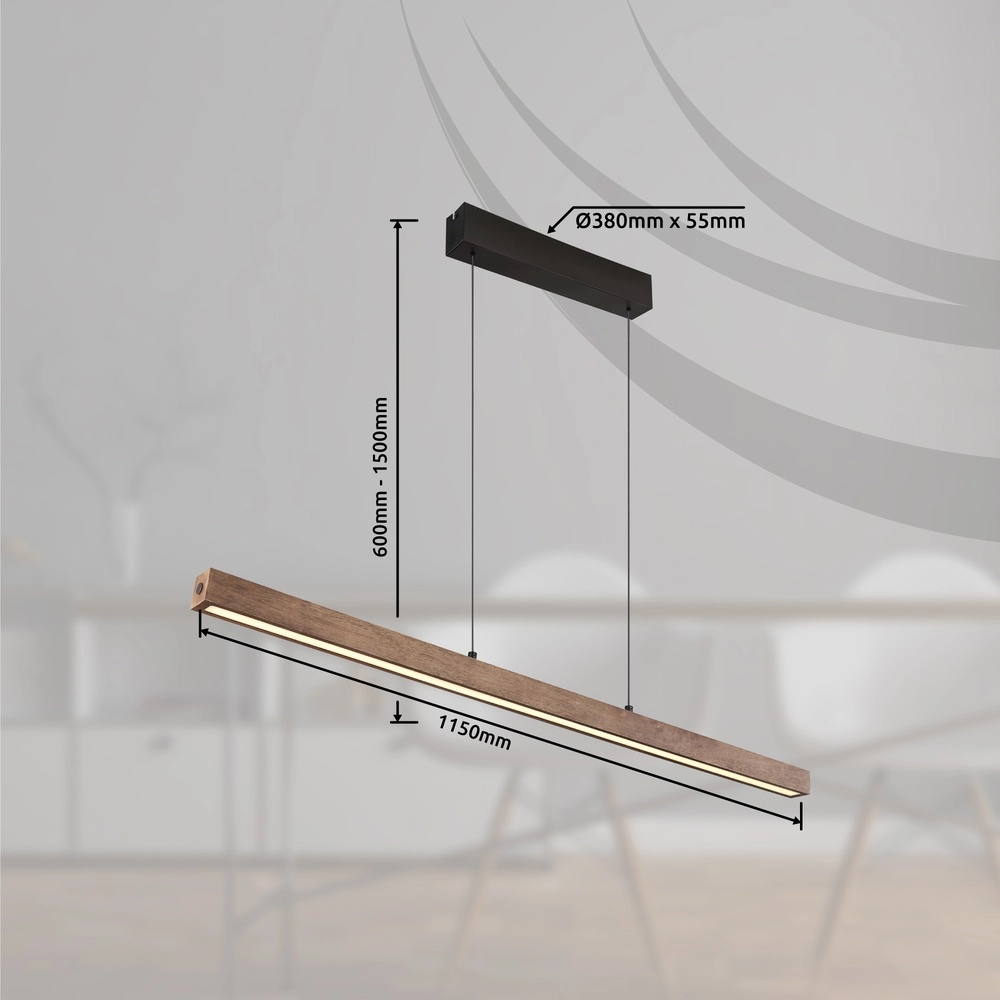 Elegante Pendellampe Olivus Holz 115 cm Globo 9007371455683
