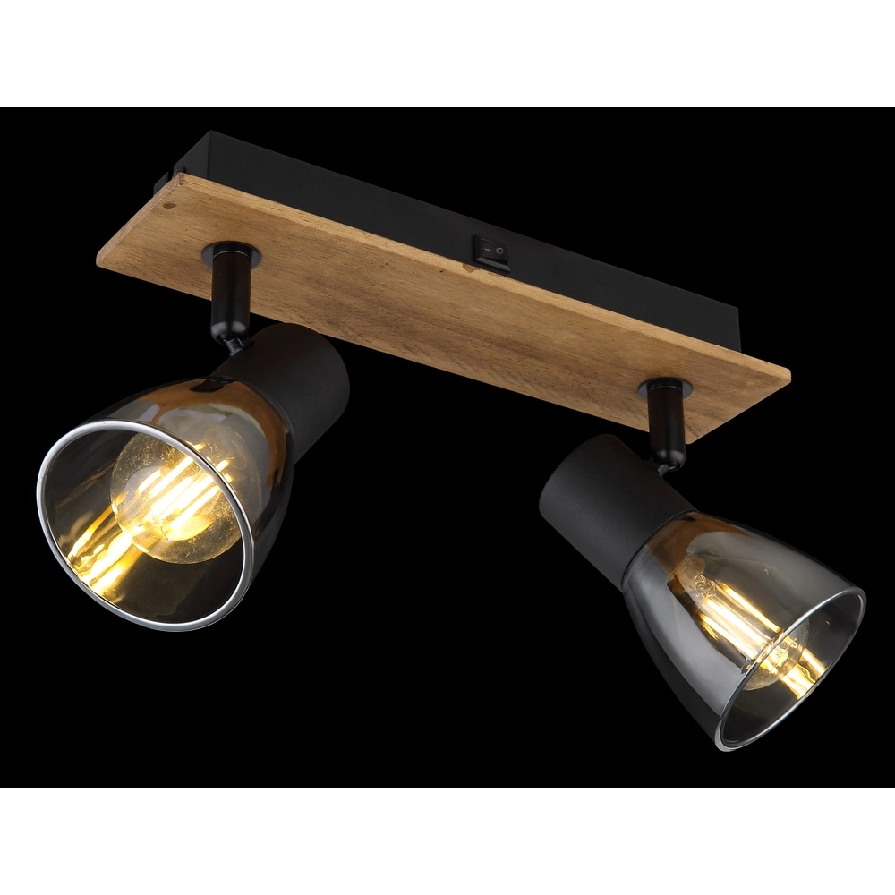 Deckenlampe Claude 2-helliges Schwarz mit Holz Globo 9007371443208