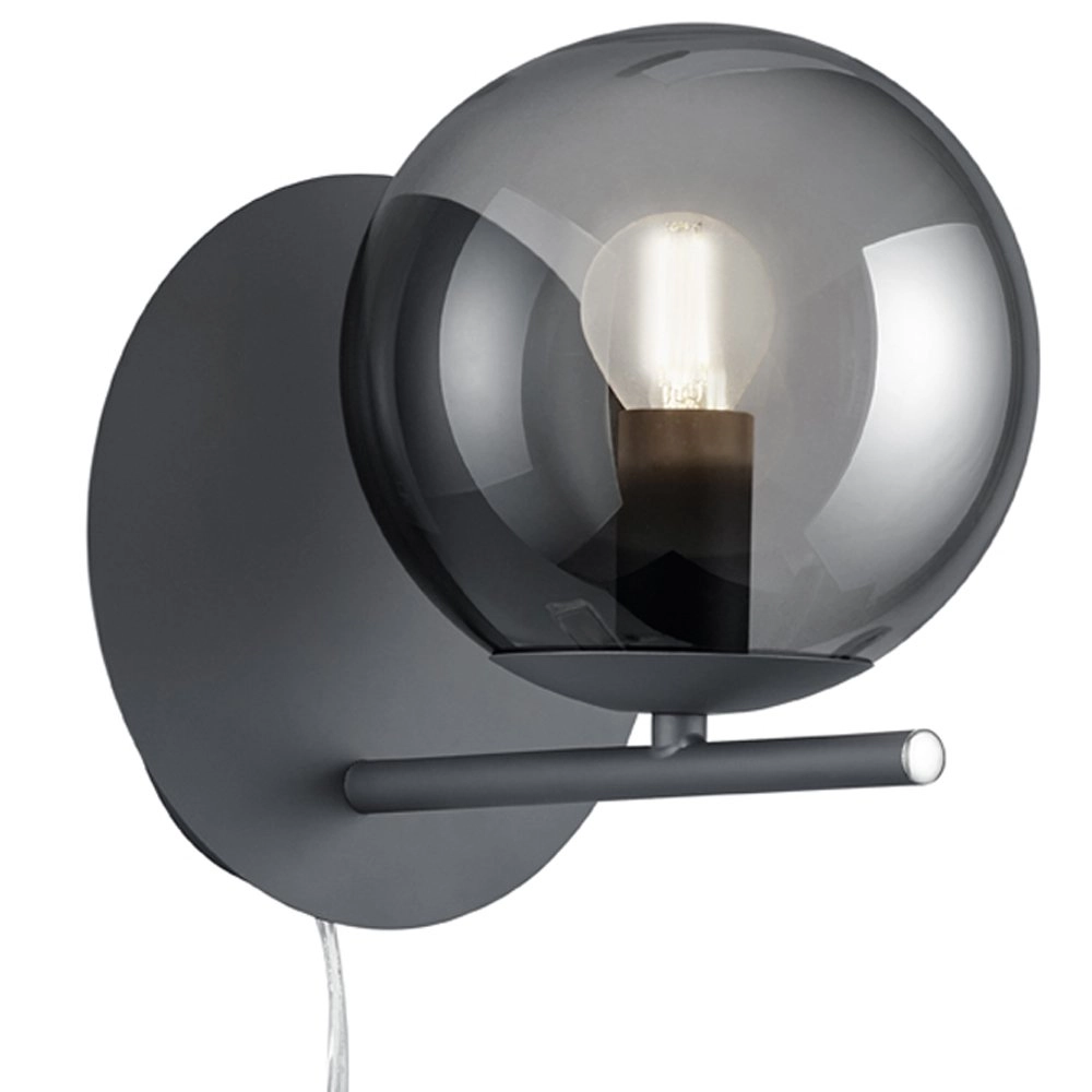 Wandlampe Pure anthrazit mit Rauchglas