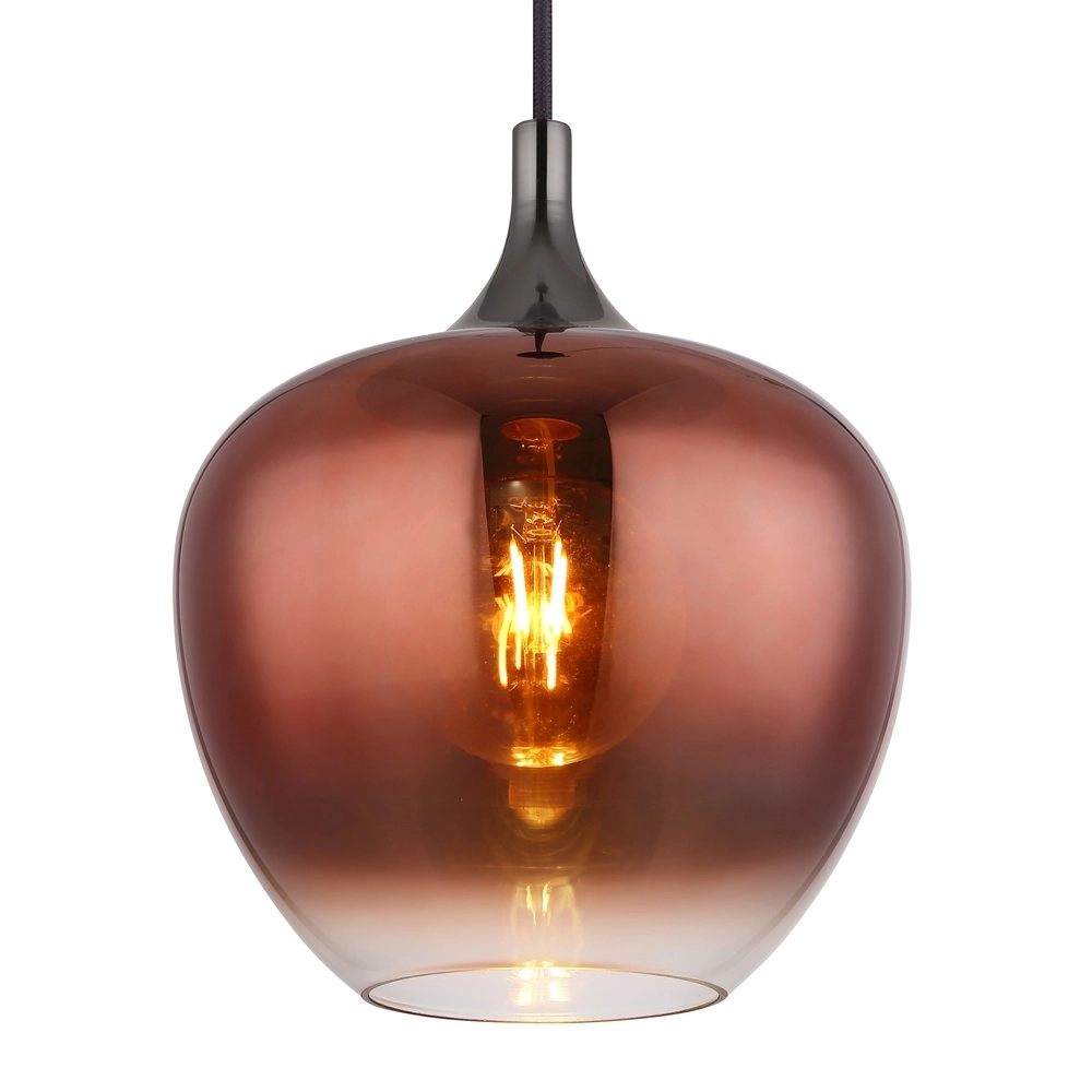 Design-Pendellampe Maxy Schwarz mit rotem Glas Globo 9007371450978