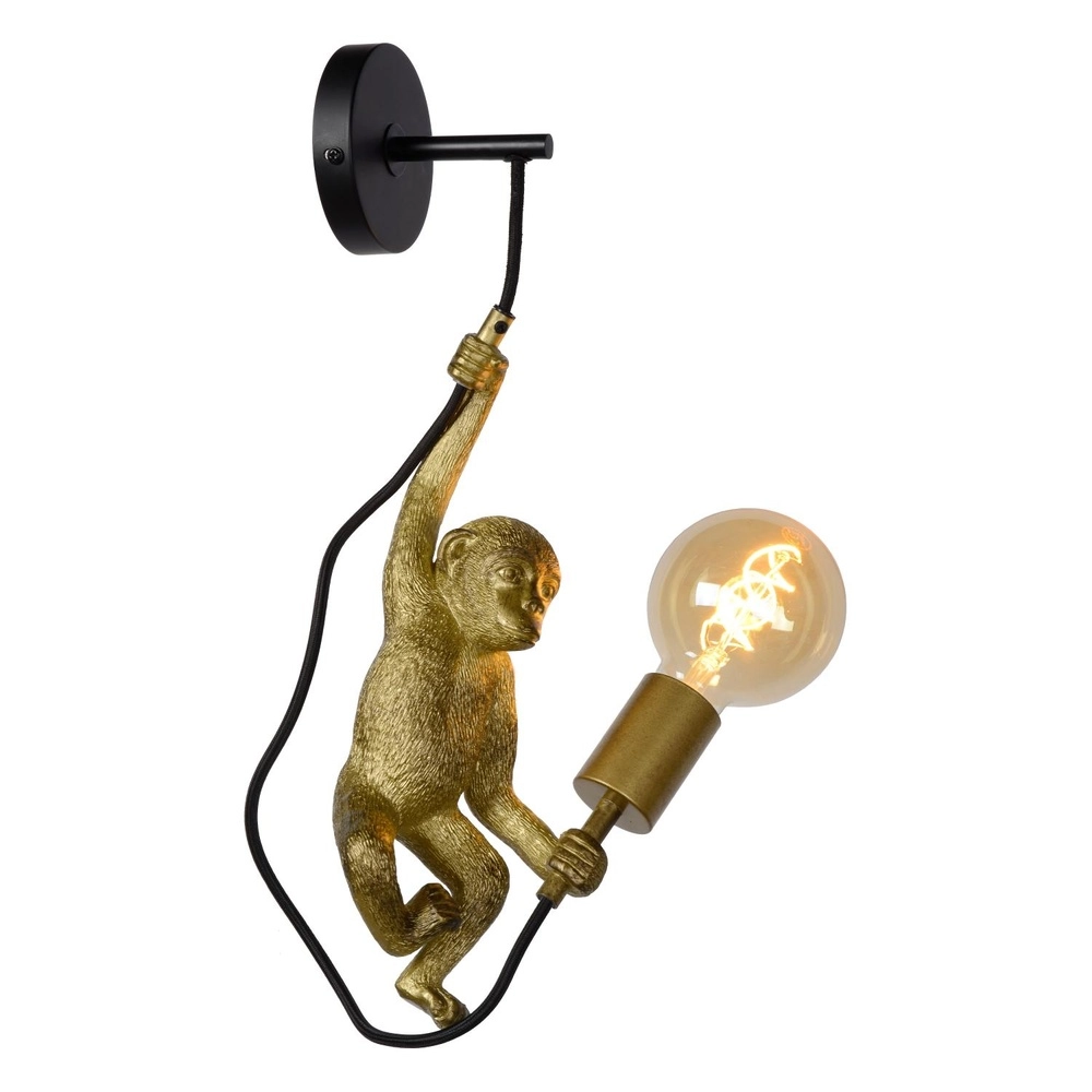 Wandlampe Extravaganza Chimp Affe Schwarz mit Gold Lucide 5411212105608
