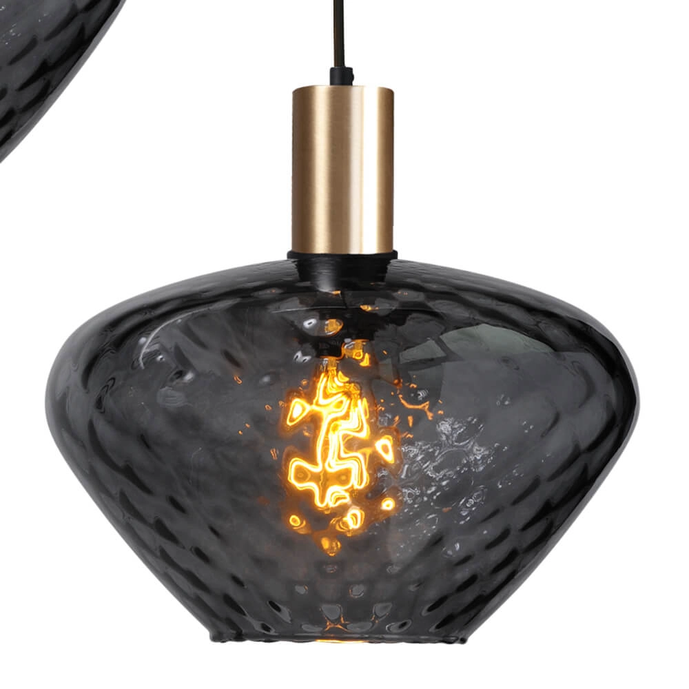 3-flammige Loft-Hängelampe - Gold - Porto mit Blossom-Rauchgläsern Masterlight 8718121270807