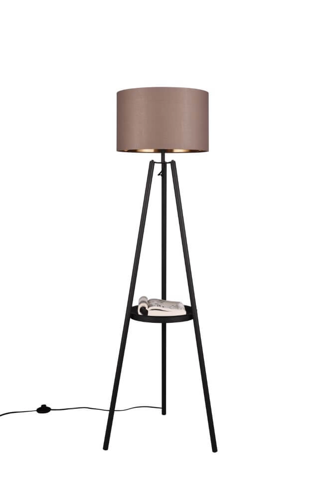 Stehende Stehlampe Colette schwarz mit taupefarbenem Farbton Trio 4017807574548