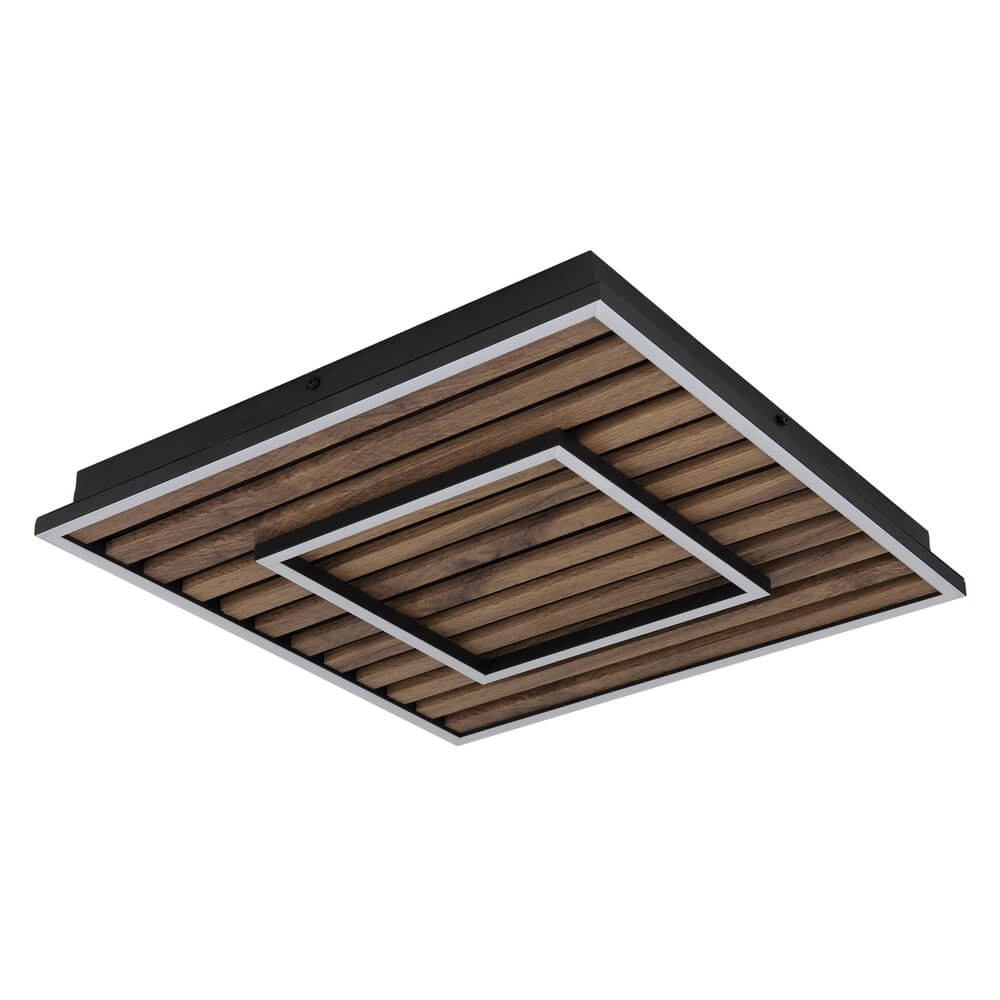 Deckenlampe Woody schwarz mit Holzquadrat Globo 9007371510573