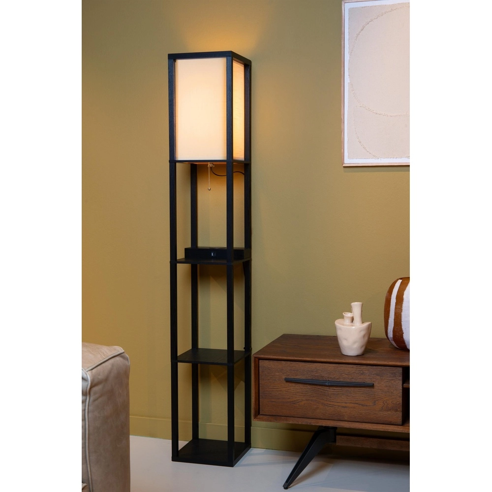 Stehlampe Menno Mit drahtlosem Ladepanel schwarz Lucide 5411212441607