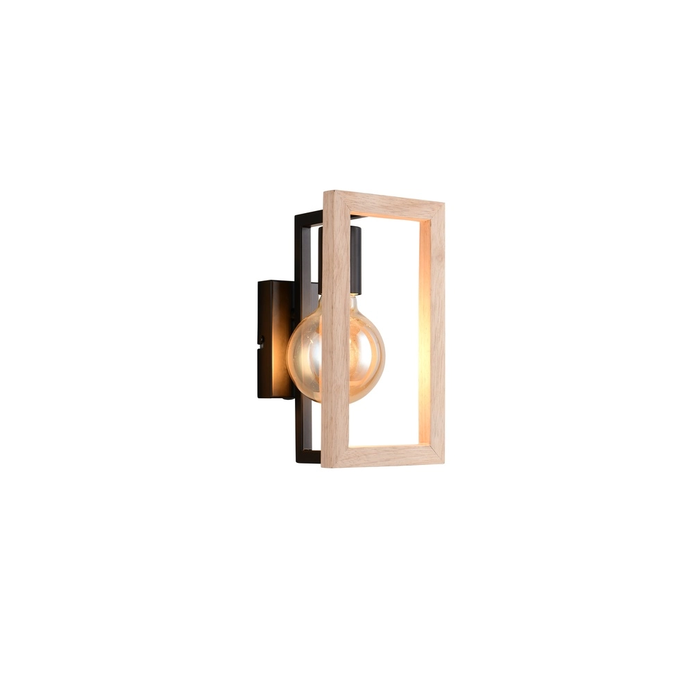 Design-Wandlampe Bano Schwarz mit Holz Trio 4017807670899